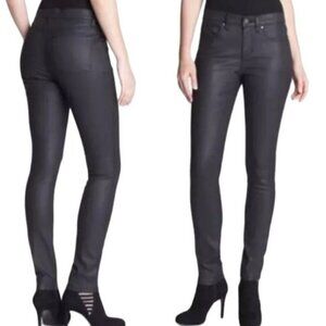 Eileen Fisher Womens Black Organic Cotton Coated Skinny Jeans Size 6
